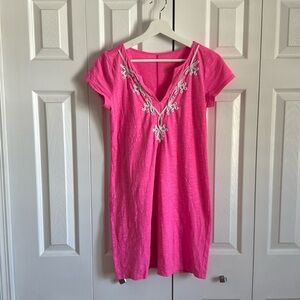 Lilly Pulitzer Hot Pink Short Sleeve Cotton Dress